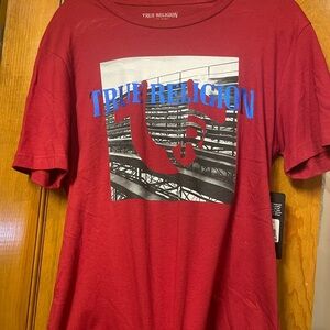 True Religion Red and Blue Short Sleeve Tees